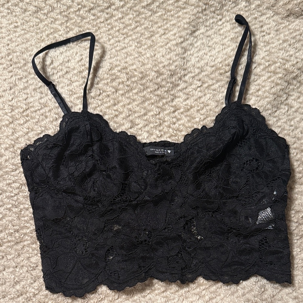 Zara Black Lace Crop Top